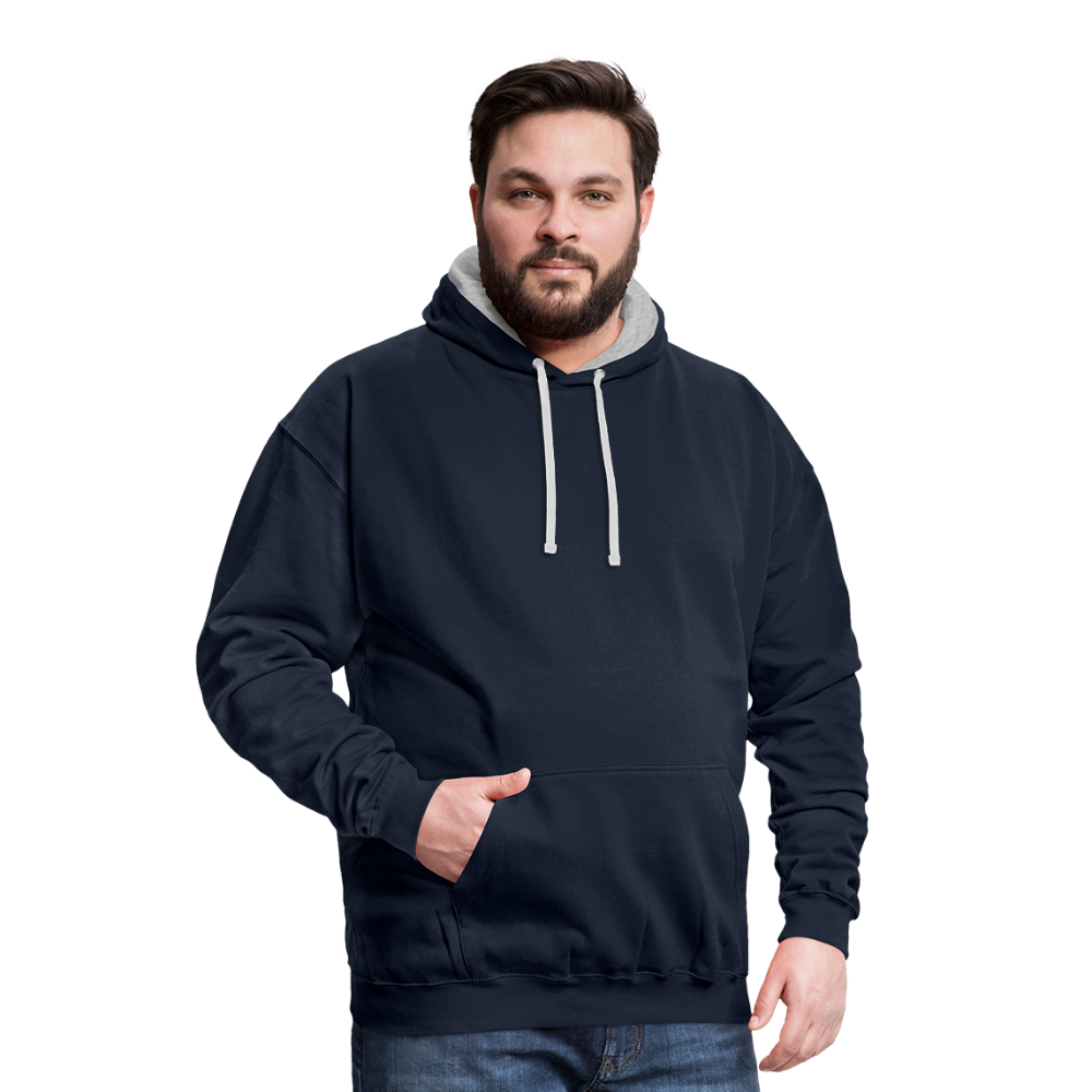 Kontrast-Hoodie - Navy/Grau meliert