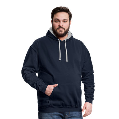 Kontrast-Hoodie - Navy/Grau meliert