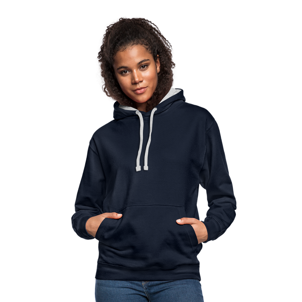 Kontrast-Hoodie - Navy/Grau meliert