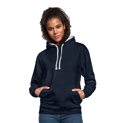 Kontrast-Hoodie - Navy/Grau meliert