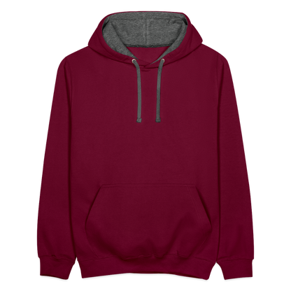 Kontrast-Hoodie - Weinrot/Anthrazit