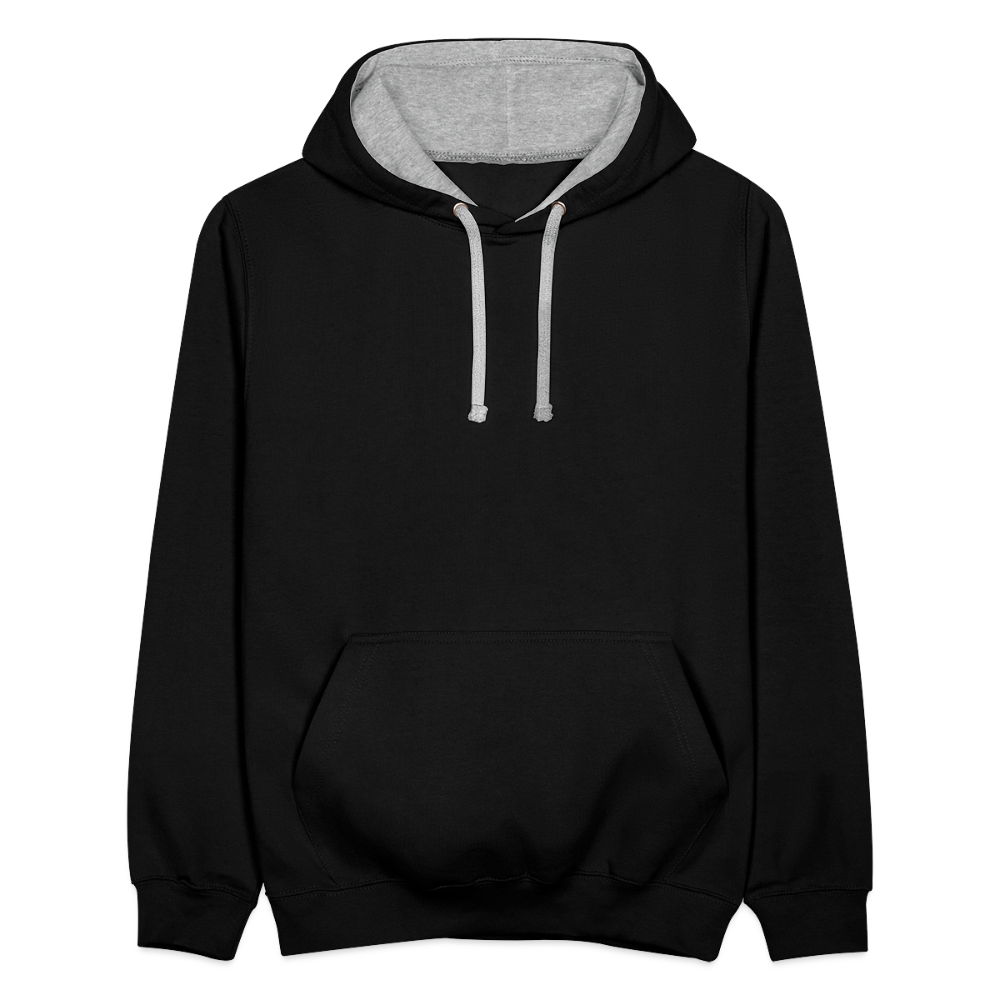 Kontrast-Hoodie - Schwarz/Grau meliert