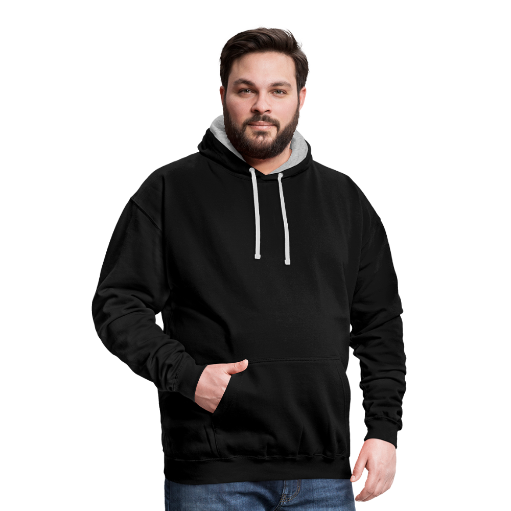 Kontrast-Hoodie - Schwarz/Grau meliert