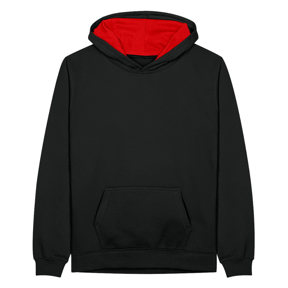 Teenager Kontrast-Hoodie - Schwarz/Rot