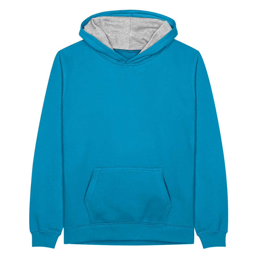 Teenager Kontrast-Hoodie - Pfauenblau/Grau meliert