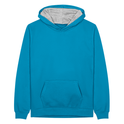 Teenager Kontrast-Hoodie - Pfauenblau/Grau meliert