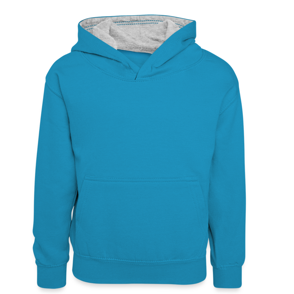 Teenager Kontrast-Hoodie - Pfauenblau/Grau meliert