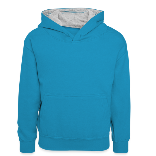 Teenager Kontrast-Hoodie - Pfauenblau/Grau meliert