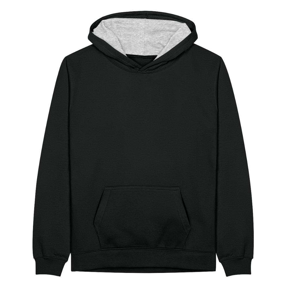 Teenager Kontrast-Hoodie - Schwarz/Grau meliert