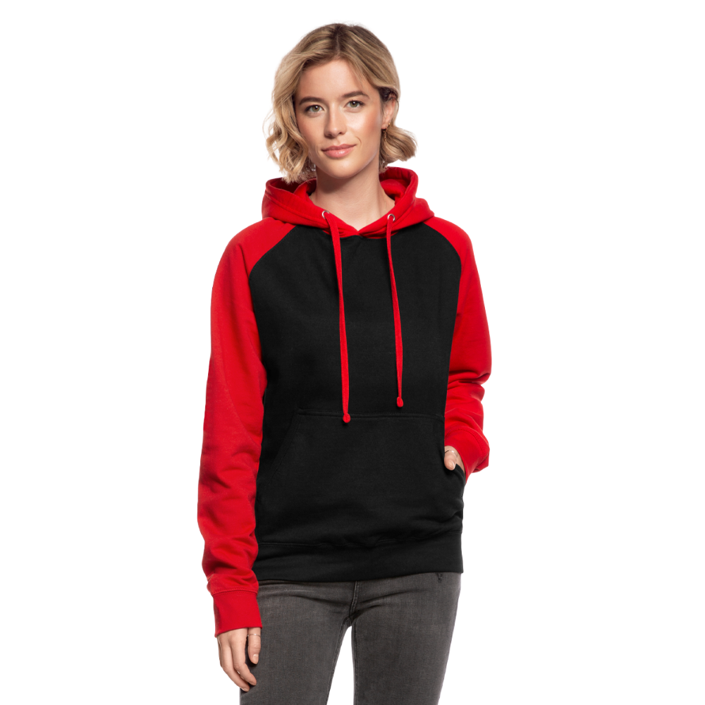 Unisex Baseball Hoodie - Schwarz/Rot