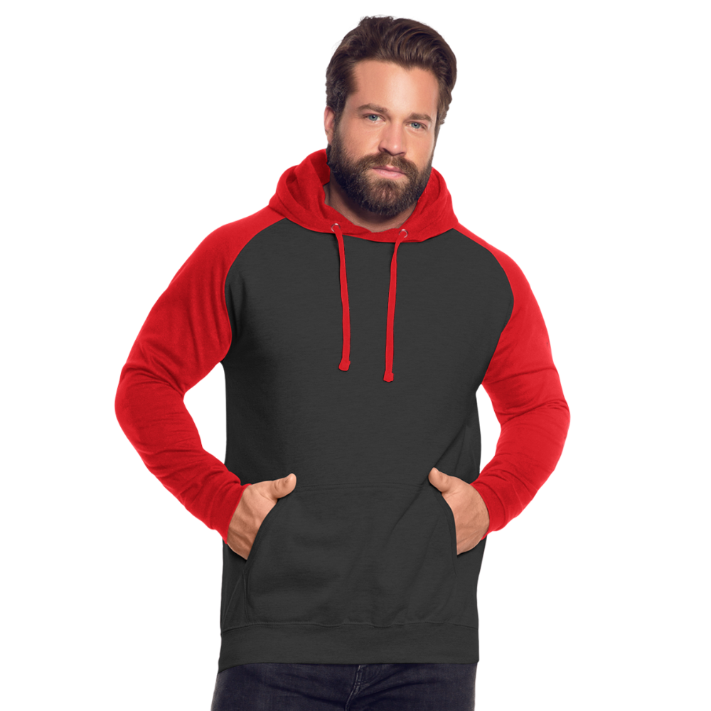 Unisex Baseball Hoodie - Schwarz/Rot