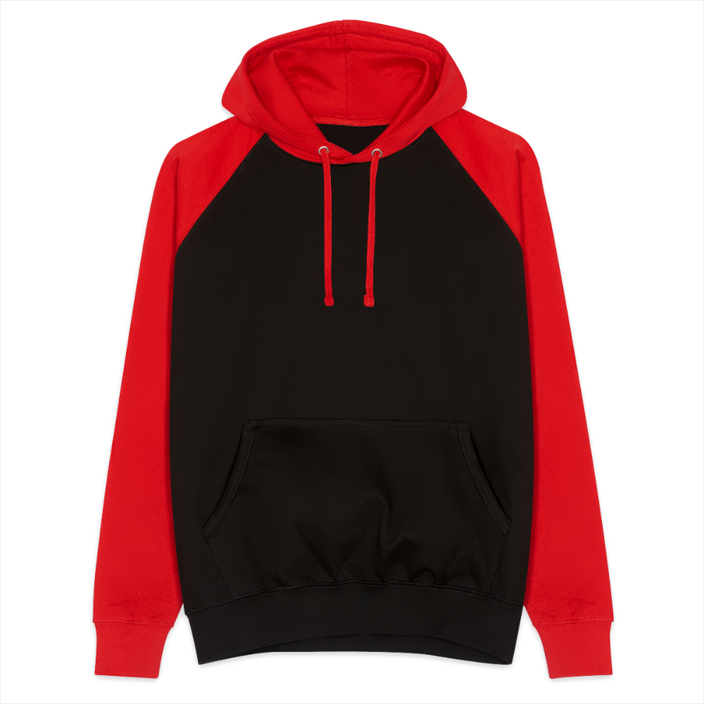 Unisex Baseball Hoodie - Schwarz/Rot