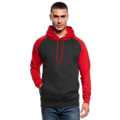 Unisex Baseball Hoodie - Schwarz/Rot