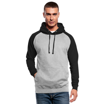 Unisex Baseball Hoodie - Grau meliert/Schwarz