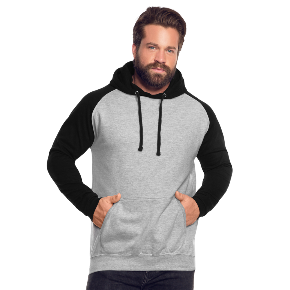 Unisex Baseball Hoodie - Grau meliert/Schwarz