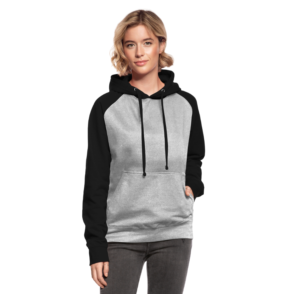 Unisex Baseball Hoodie - Grau meliert/Schwarz