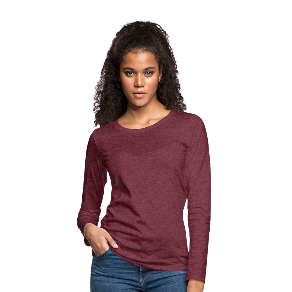 Frauen Premium Langarmshirt - Bordeauxrot meliert