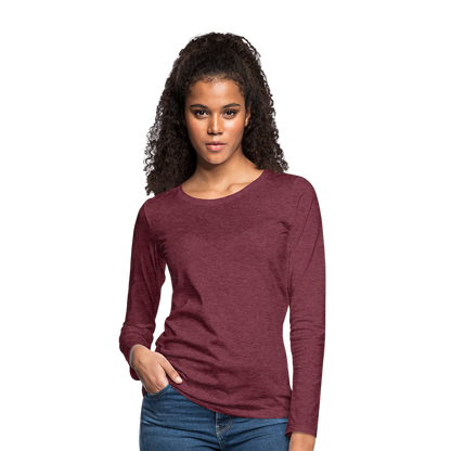 Frauen Premium Langarmshirt - Bordeauxrot meliert