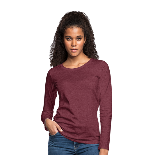 Frauen Premium Langarmshirt - Bordeauxrot meliert