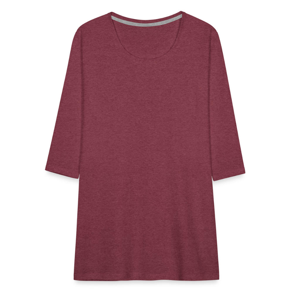 Frauen Premium 3/4-Arm Shirt - Bordeauxrot meliert