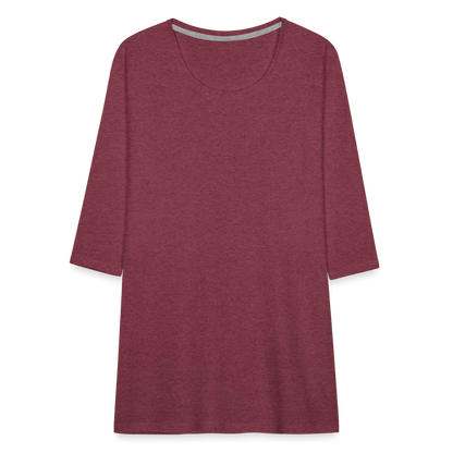 Frauen Premium 3/4-Arm Shirt - Bordeauxrot meliert