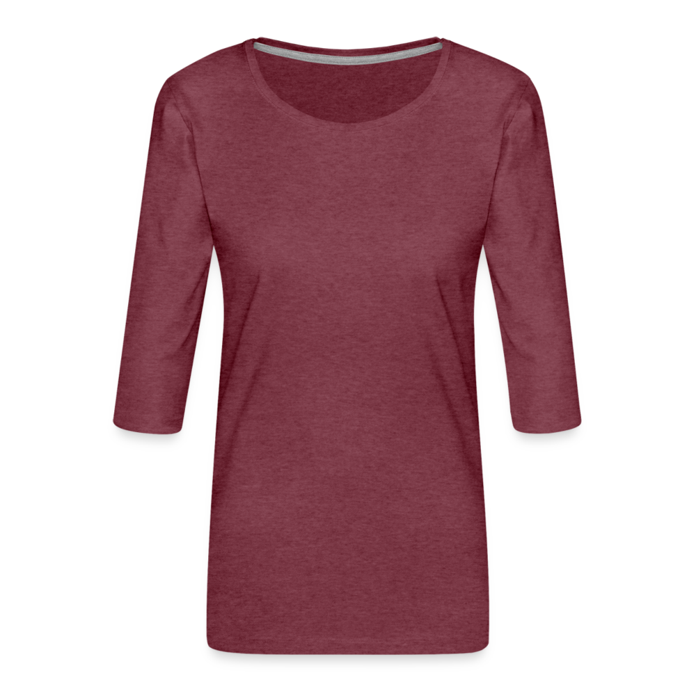 Frauen Premium 3/4-Arm Shirt - Bordeauxrot meliert