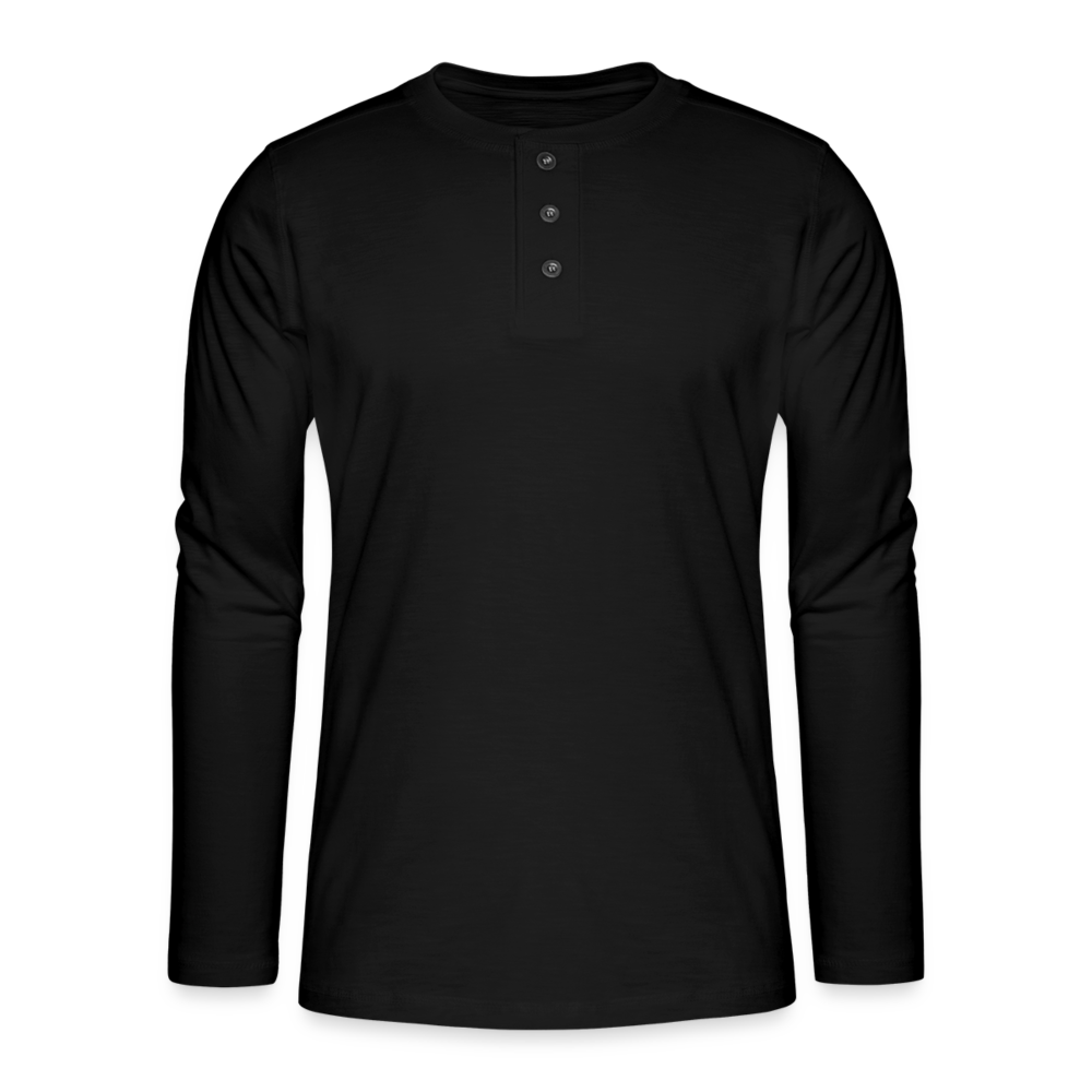 Henley Langarmshirt - Schwarz