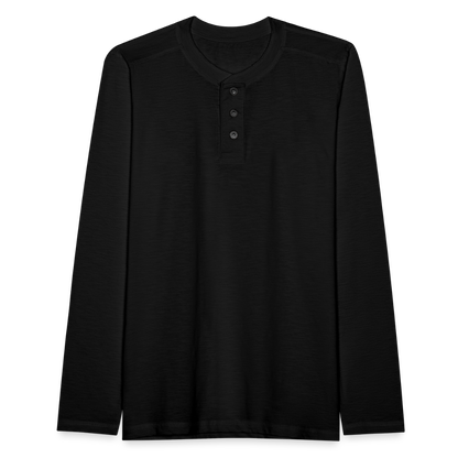 Henley Langarmshirt - Schwarz