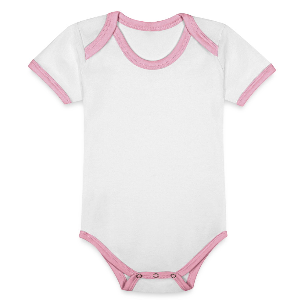 Baby Bio-Kurzarm-Kontrastbody - Weiß/Rose