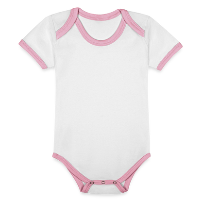 Baby Bio-Kurzarm-Kontrastbody - Weiß/Rose