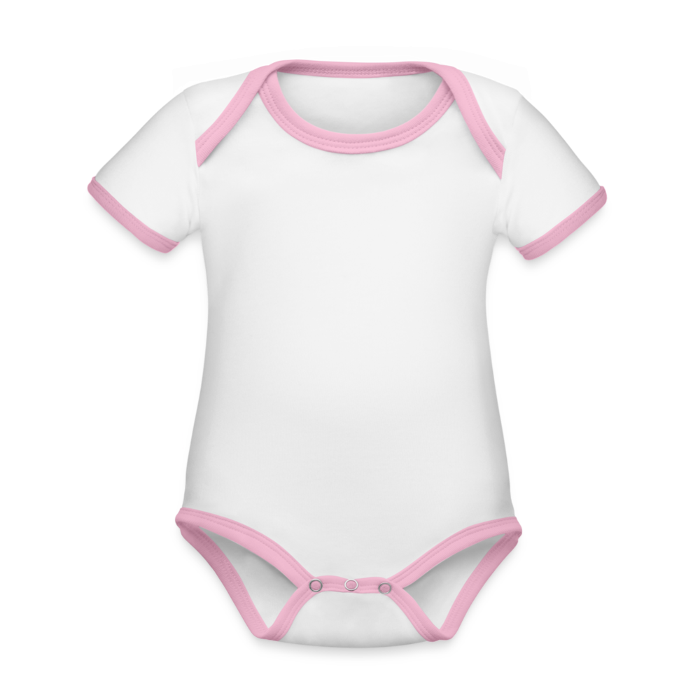 Baby Bio-Kurzarm-Kontrastbody - Weiß/Rose