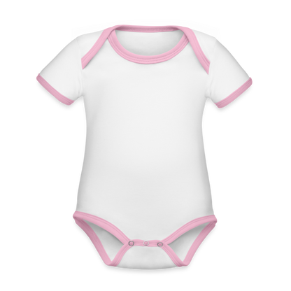 Baby Bio-Kurzarm-Kontrastbody - Weiß/Rose