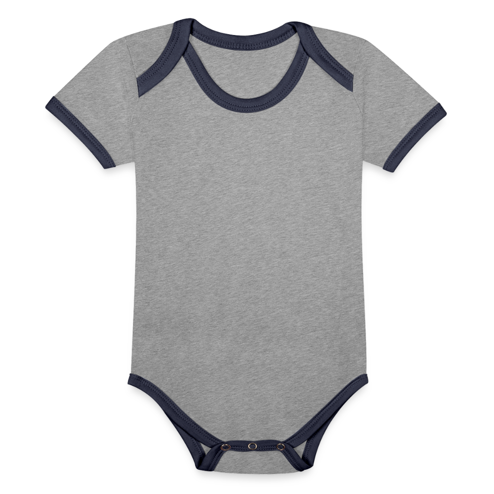 Baby Bio-Kurzarm-Kontrastbody - Grau meliert/Navy