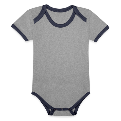 Baby Bio-Kurzarm-Kontrastbody - Grau meliert/Navy