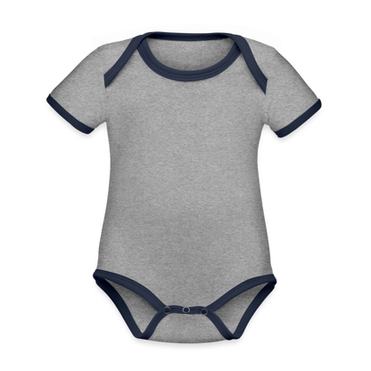 Baby Bio-Kurzarm-Kontrastbody - Grau meliert/Navy