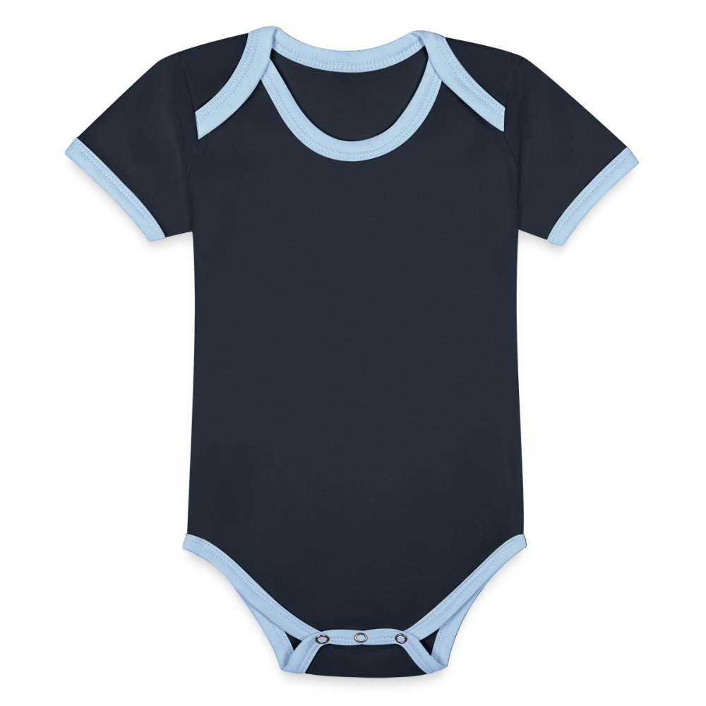 Baby Bio-Kurzarm-Kontrastbody - Navy/Himmelblau