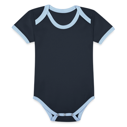 Baby Bio-Kurzarm-Kontrastbody - Navy/Himmelblau